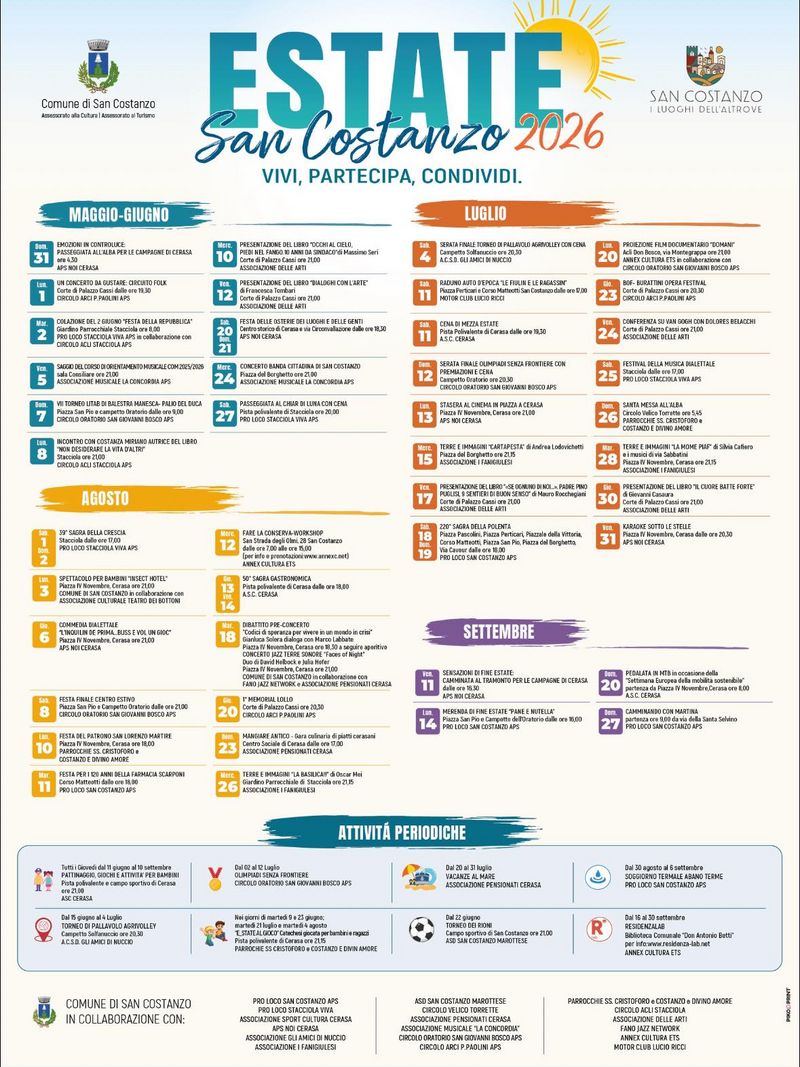 calendario manifestazioni estive 2026